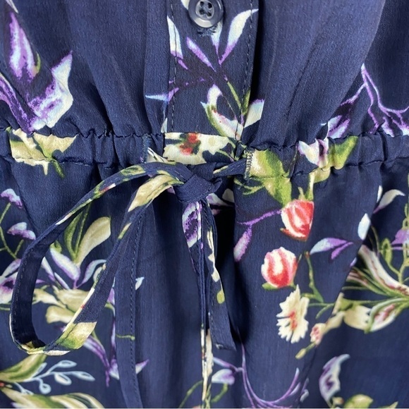 CATHERINE Malandrino Navy Blue Floral Sleeveless Dress Small - Picture 10 of 13